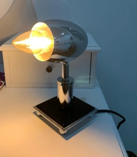 Space Age Rocket Table Lamp - Chrome Bullet Design