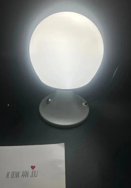 Italian Mushroom Table Lamp - 1970s Tulip Base & Opaline Glass
