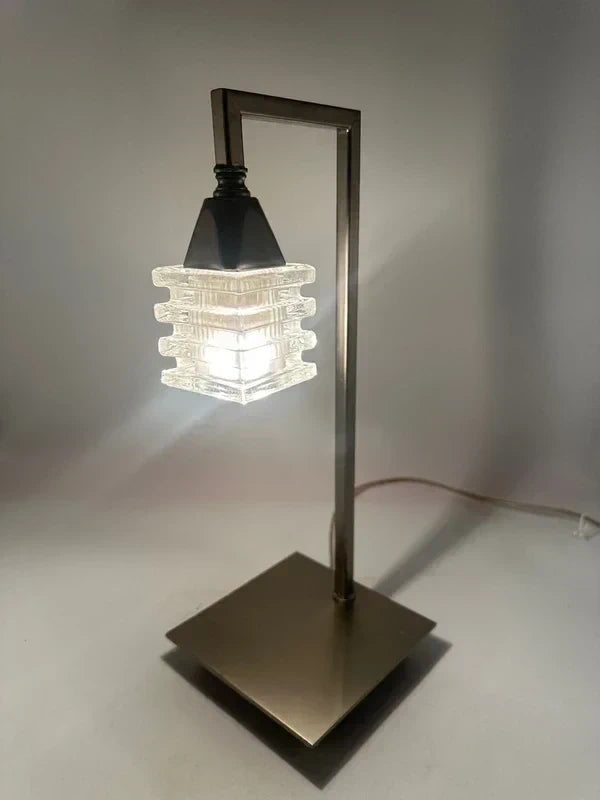 Modern Table Lamps Set of 2 - Ribbed Glass & Silver Frame