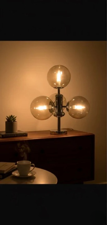 Space Age Table Lamp with Four Glass Globes - Chrome & Glass