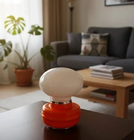 Vintage Orange & White Glass Table Lamp - Modern Retro Design