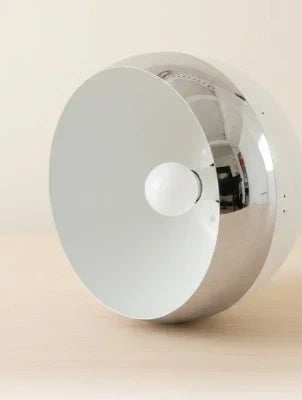 Space Age Pendant Lamp - Silver & White Metal Globe Design