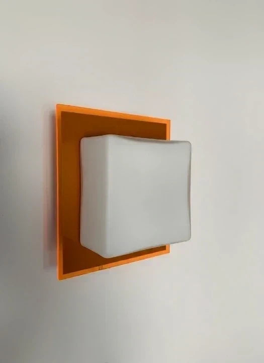 Space Age Wall Lamp - Orange Acrylic & Frosted Glass