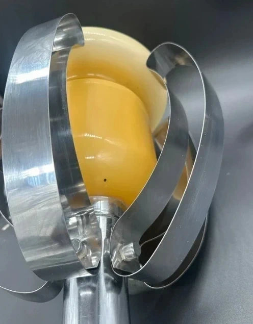Vintage Space Age Table Lamp - Yellow Opaline Glass with Chrome Petals