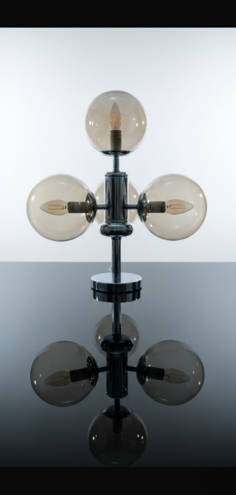 Space Age Table Lamp with Four Glass Globes - Chrome & Glass