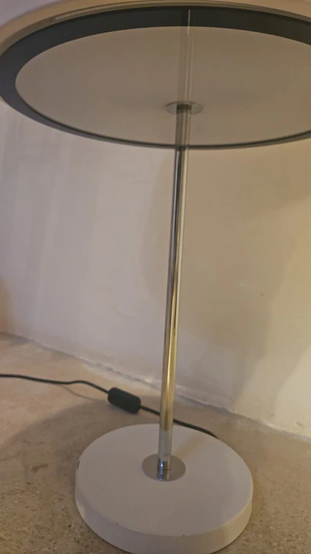 Mid-Century Modern Table Lamp - Chrome with Off-White Cylindrical Shade