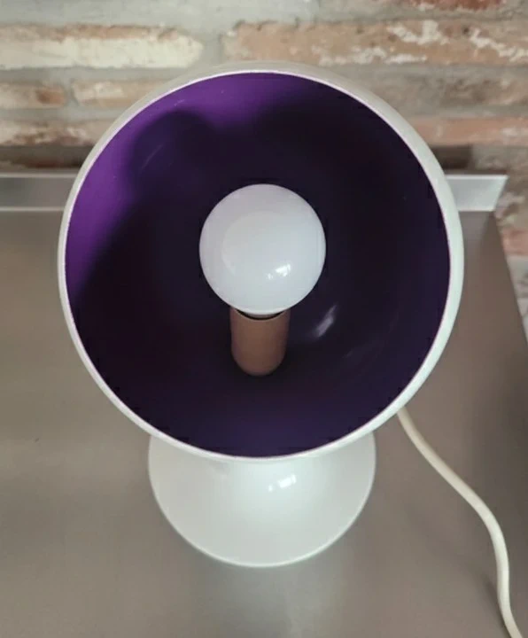 Vintage Style Table Lamp - White with Purple Glow