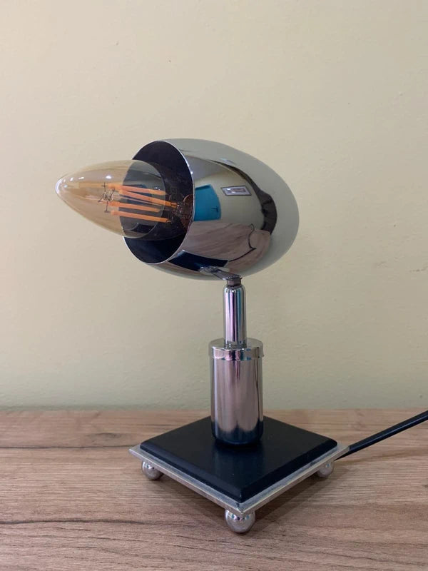 Space Age Rocket Table Lamp - Chrome  Bullet Design