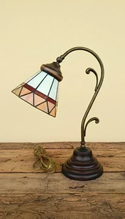 Tiffany Table Lamp - Stained Glass Style with Bronze Base