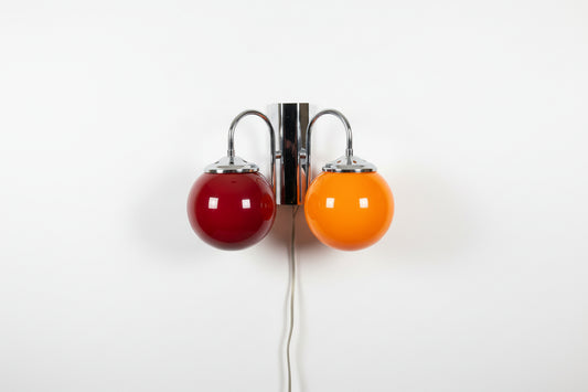 Space Age Retro Wall Lamp in Chrome and Colored Glass – Vintage