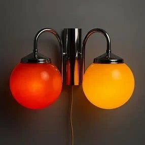 Space Age Retro Wall Lamp in Chrome and Colored Glass – Vintage