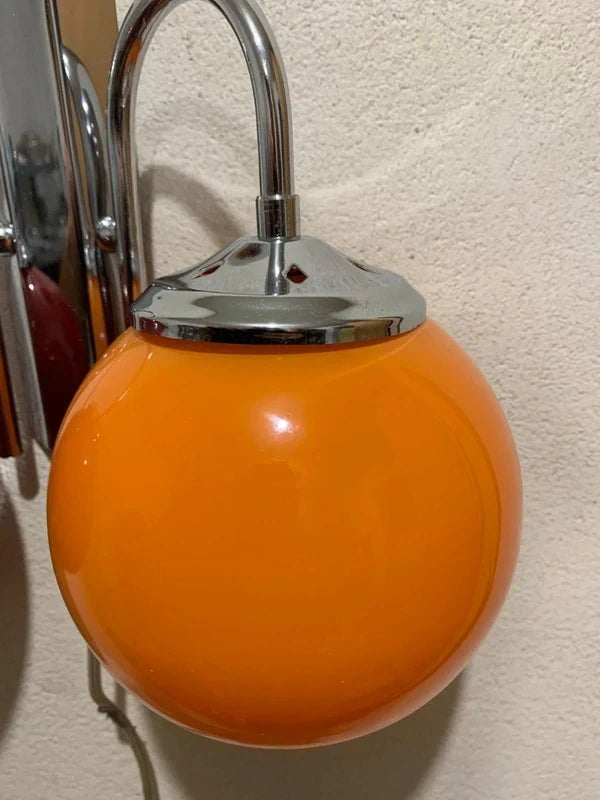 Space Age Retro Wall Lamp in Chrome and Colored Glass – Vintage