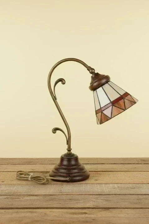 Tiffany Table Lamp - Stained Glass Style with Bronze Base