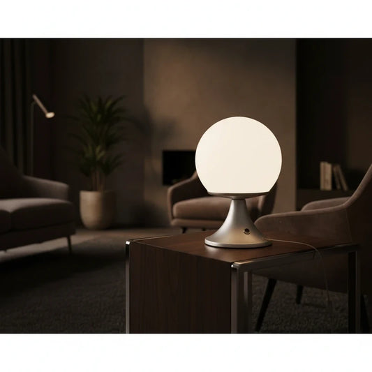 Italian Mushroom Table Lamp - 1970s Tulip Base & Opaline Glass