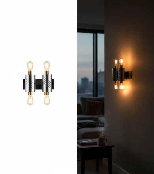 Space Age Chrome Wall Lamp - 4 Light Cylindrical Design