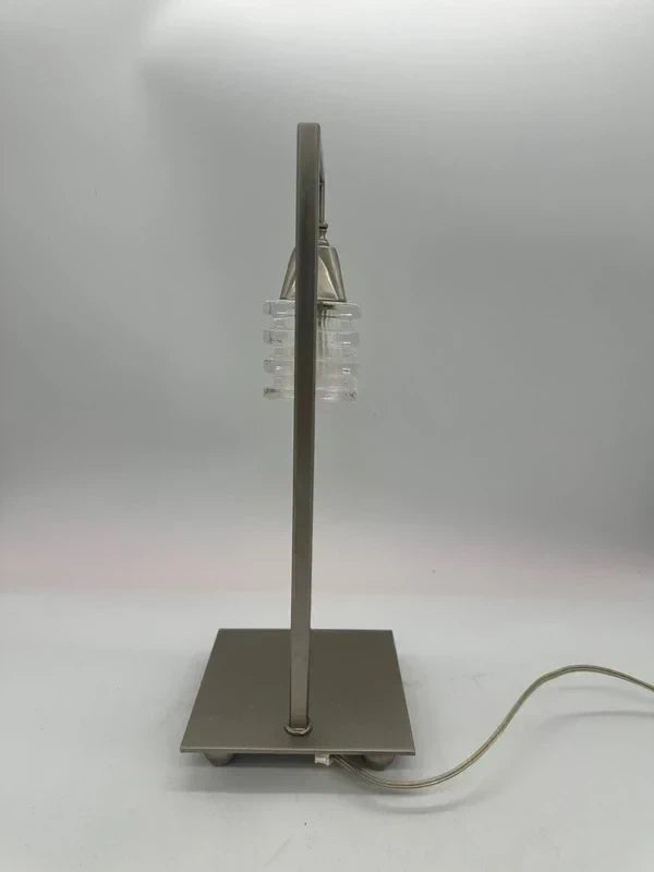 Modern Table Lamps Set of 2 - Ribbed Glass & Silver Frame