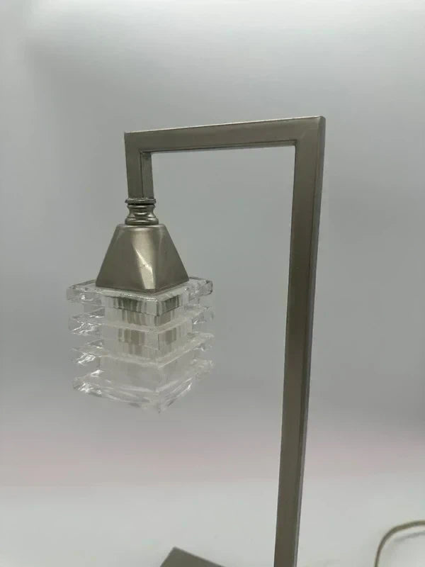 Modern Table Lamps Set of 2 - Ribbed Glass & Silver Frame