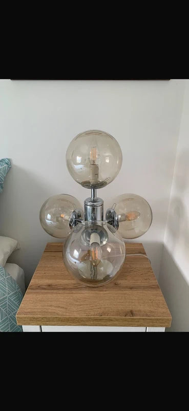 Space Age Table Lamp with Four Glass Globes - Chrome & Glass