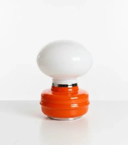Vintage Orange & White Glass Table Lamp - Modern Retro Design