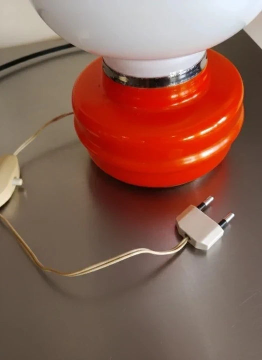Vintage Orange & White Glass Table Lamp - Modern Retro Design