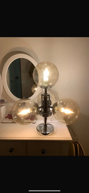 Space Age Table Lamp with Four Glass Globes - Chrome & Glass