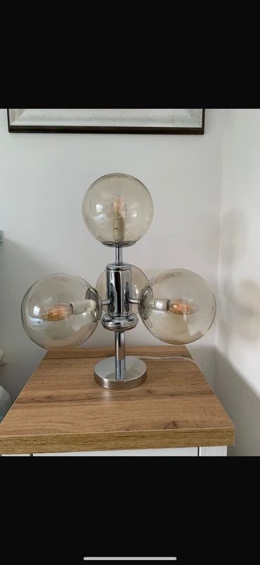 Space Age Table Lamp with Four Glass Globes - Chrome & Glass