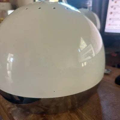 Space Age Pendant Lamp - Silver & White Metal Globe Design