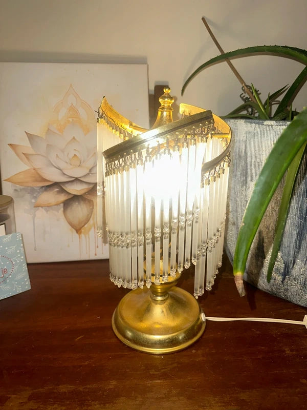 Vintage Spiral Waterfall Table Lamp - Gold & Glass Tubes