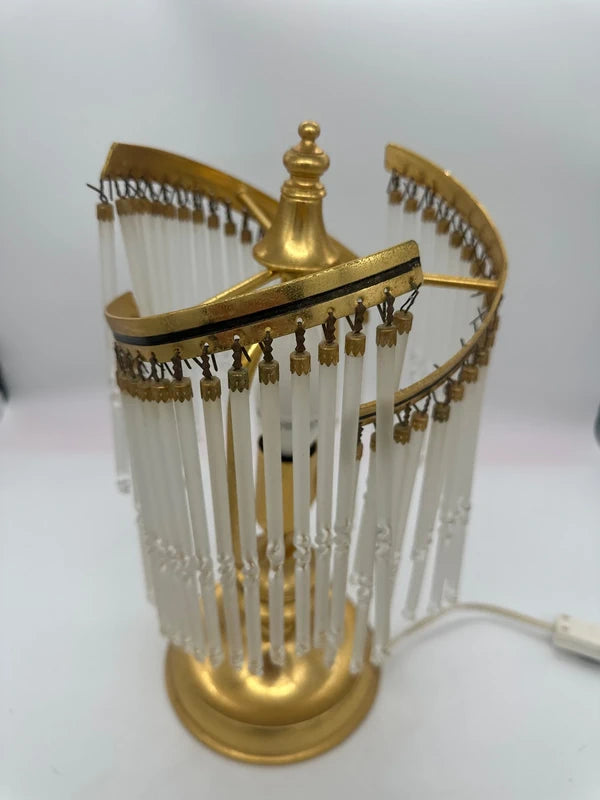 Vintage Spiral Waterfall Table Lamp - Gold & Glass Tubes