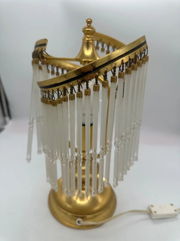 Vintage Spiral Waterfall Table Lamp - Gold & Glass Tubes