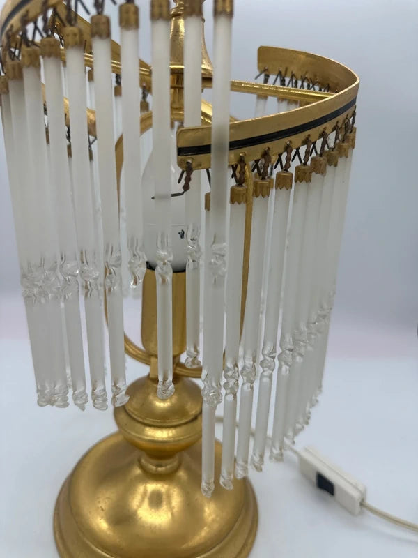 Vintage Spiral Waterfall Table Lamp - Gold & Glass Tubes