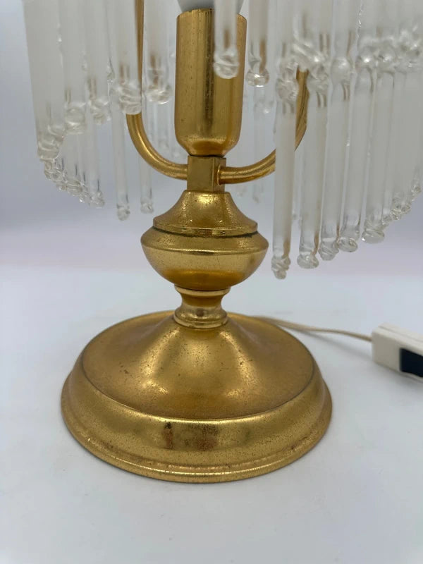 Vintage Spiral Waterfall Table Lamp - Gold & Glass Tubes