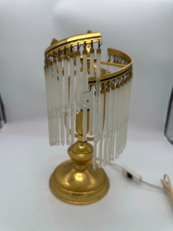 Vintage Spiral Waterfall Table Lamp - Gold & Glass Tubes