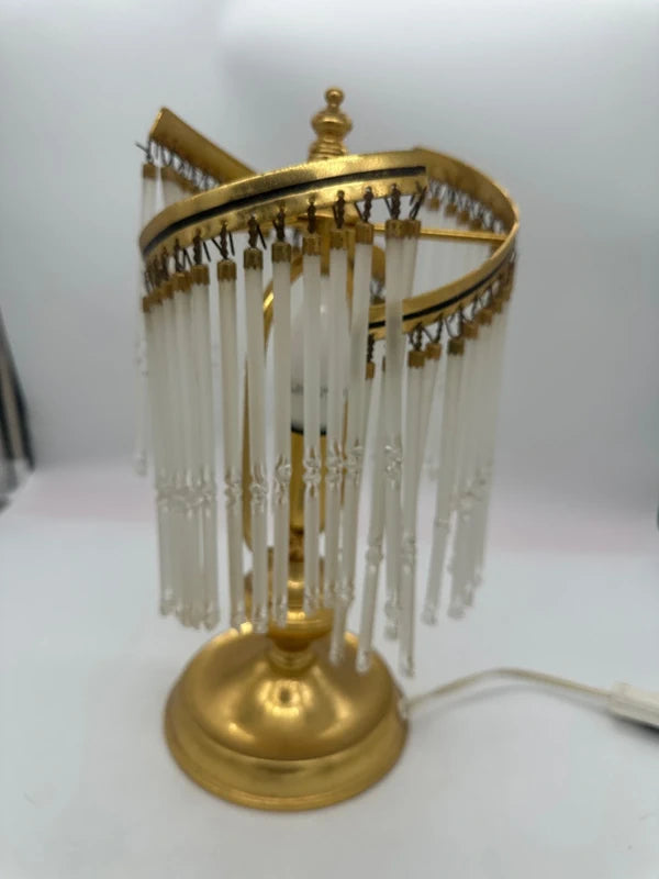 Vintage Spiral Waterfall Table Lamp - Gold & Glass Tubes