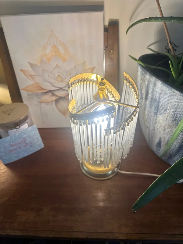 Vintage Spiral Waterfall Table Lamp - Gold & Glass Tubes