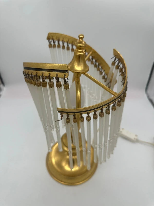 Vintage Spiral Waterfall Table Lamp - Gold & Glass Tubes