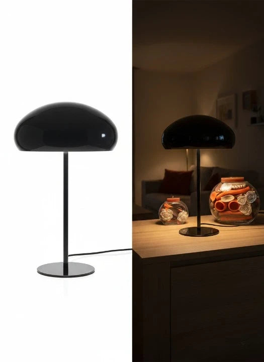 Retro Black Metal Mushroom Table Lamp - Dual Light Design