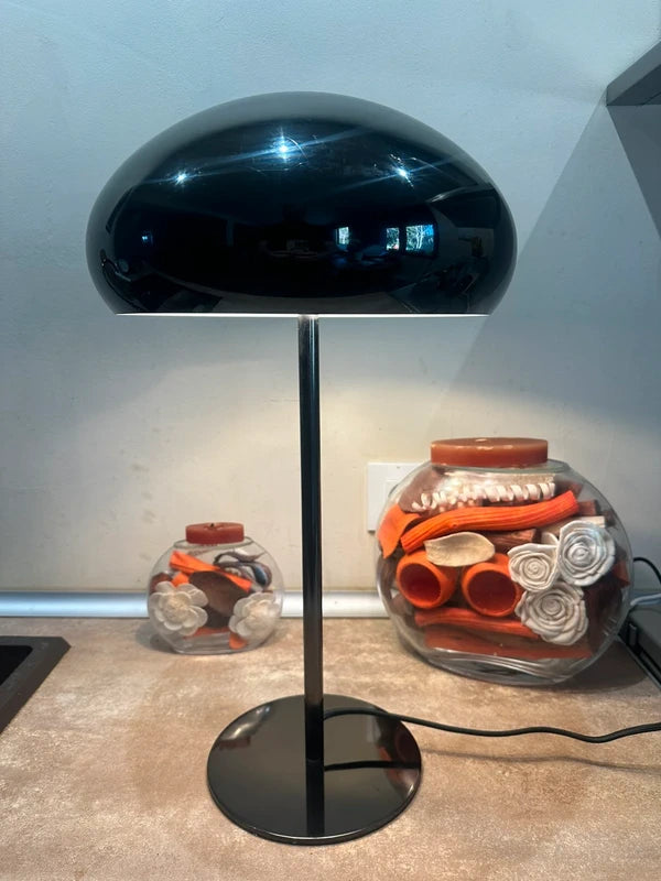 Retro Black Metal Mushroom Table Lamp - Dual Light Design