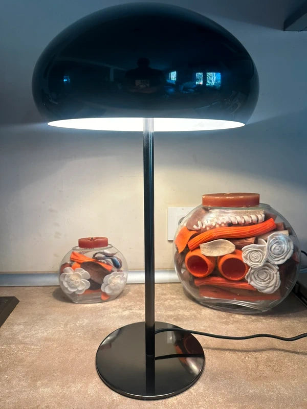 Retro Black Metal Mushroom Table Lamp - Dual Light Design