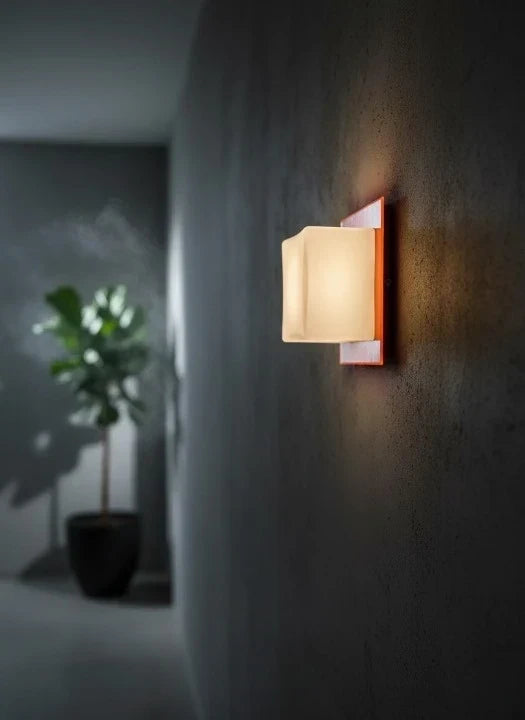 Space Age Wall Lamp - Orange Acrylic & Frosted Glass