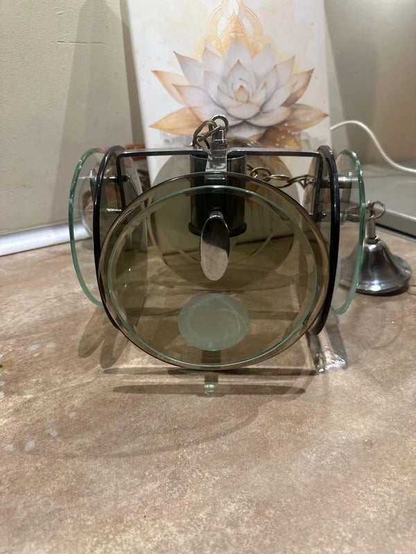 Rare 1960s Italian Ceiling Lamp - Fontana Arte / Veca Smoked Glass