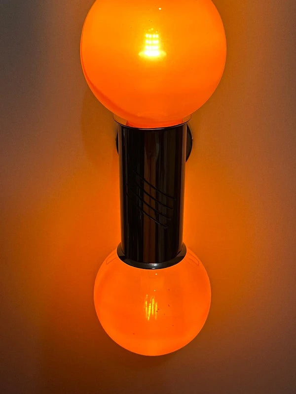 Space Age Wall Lamp Orange Chrome - Single Globe Vintage Sconce
