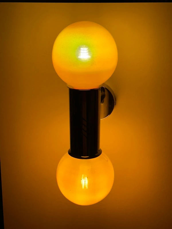 Space Age Wall Lamp Orange Chrome - Single Globe Vintage Sconce