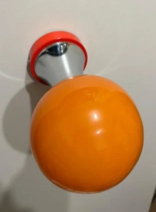 Space Age Wall Lamp – Red, Chrome & Orange Globe