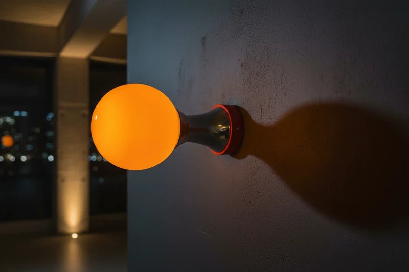 Space Age Wall Lamp – Red, Chrome & Orange Globe
