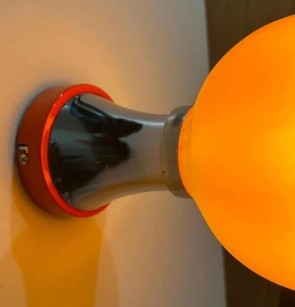 Space Age Wall Lamp – Red, Chrome & Orange Globe