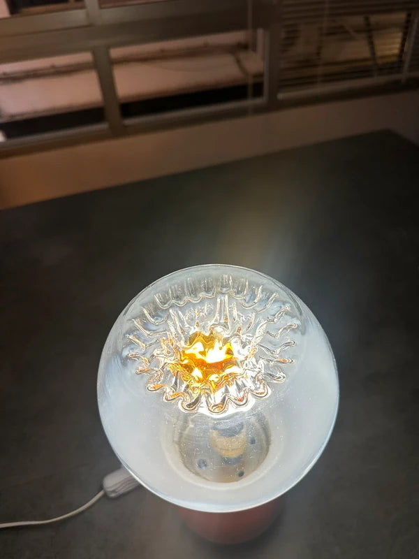 Mazzega Murano Table Lamp — Orange Ceramic & Opaline Globe | Space Age 1970s