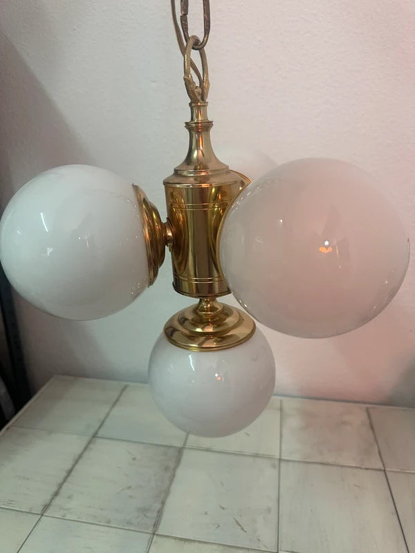Chandelier from below showing globe arrangement