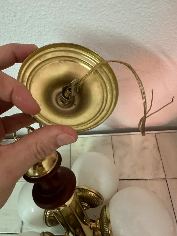 Vintage chandelier — side view with globes