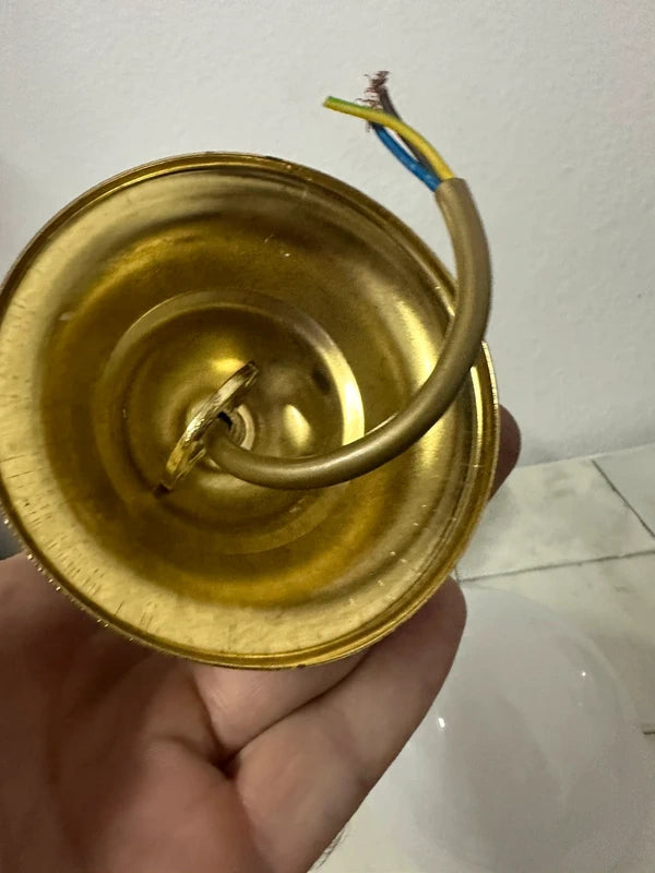 Vintage brass chandelier — full view